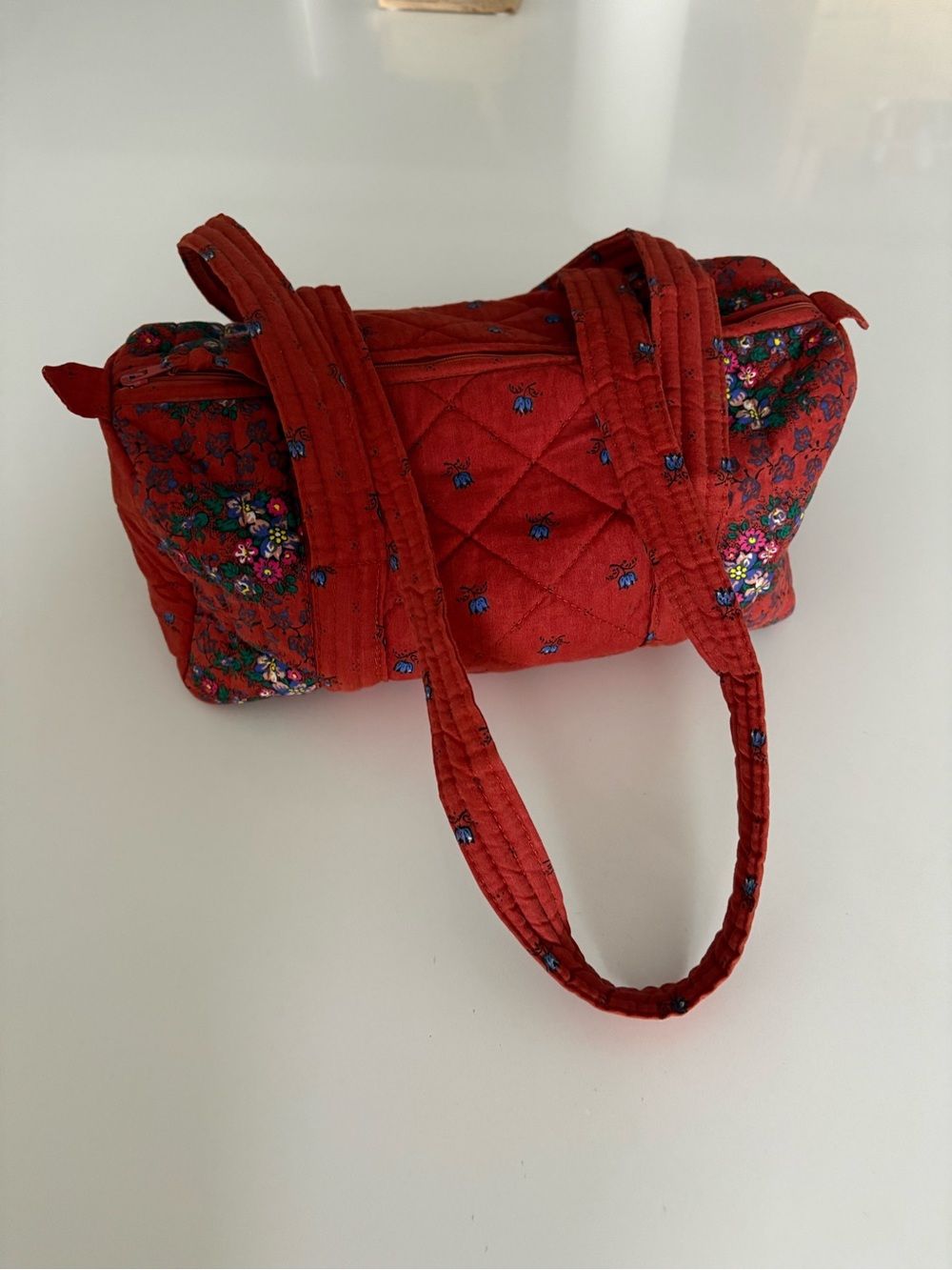 Vintage Pierre Deux La Provence Burnt Orange Red Quilted Floral Tote Bag France